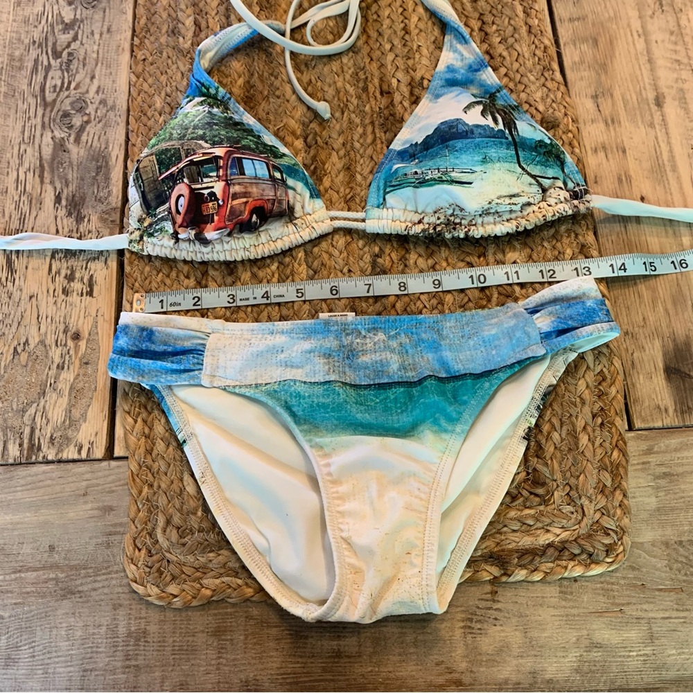 Hobie Bikini Swim Suit Bathing Woody Surf Beach Sand Ocean Palm Tree 2 Piece - Picture 14 of 16